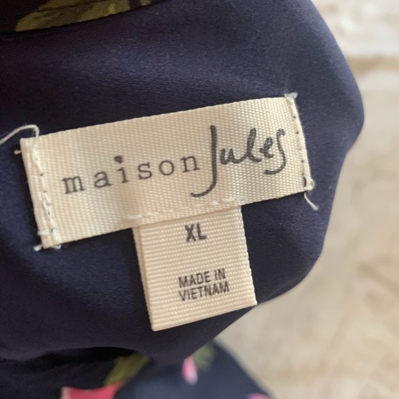 Maison Jules Longsleeve Navy Floral Dress XL - Picture 8 of 12